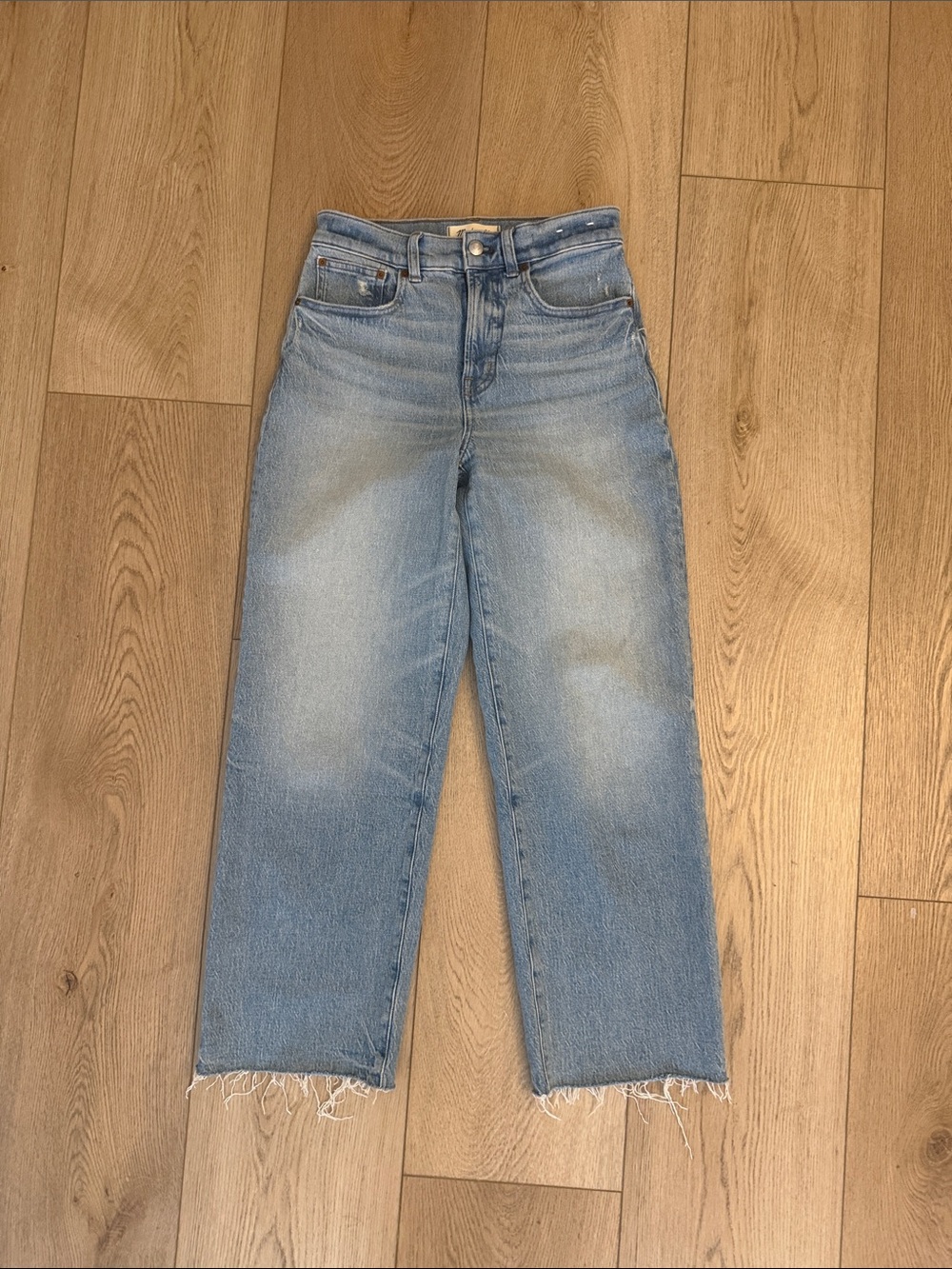 Madewell Light Blue High-Rise Cropped wide leg Straight Jeans